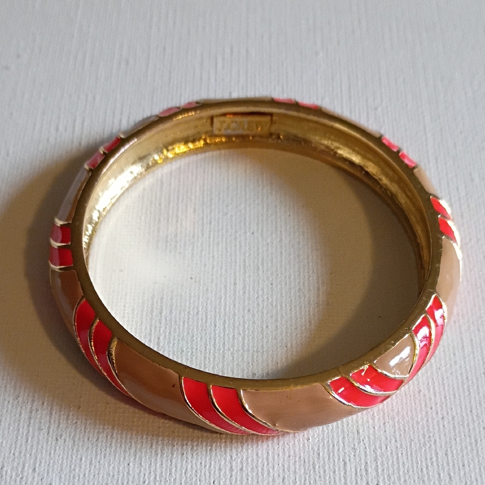 J. Crew Vintage Tan Gold Orange Swirl Bangle Bracelet